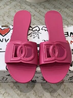 Fashion Pink Logo Slide Sandals for Women